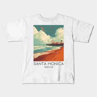 A Vintage Travel Illustration of Santa Monica - California - US Kids T-Shirt